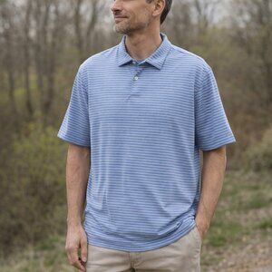 Peter Millar Crown Crafted Blue Stripe Performance Polo XL